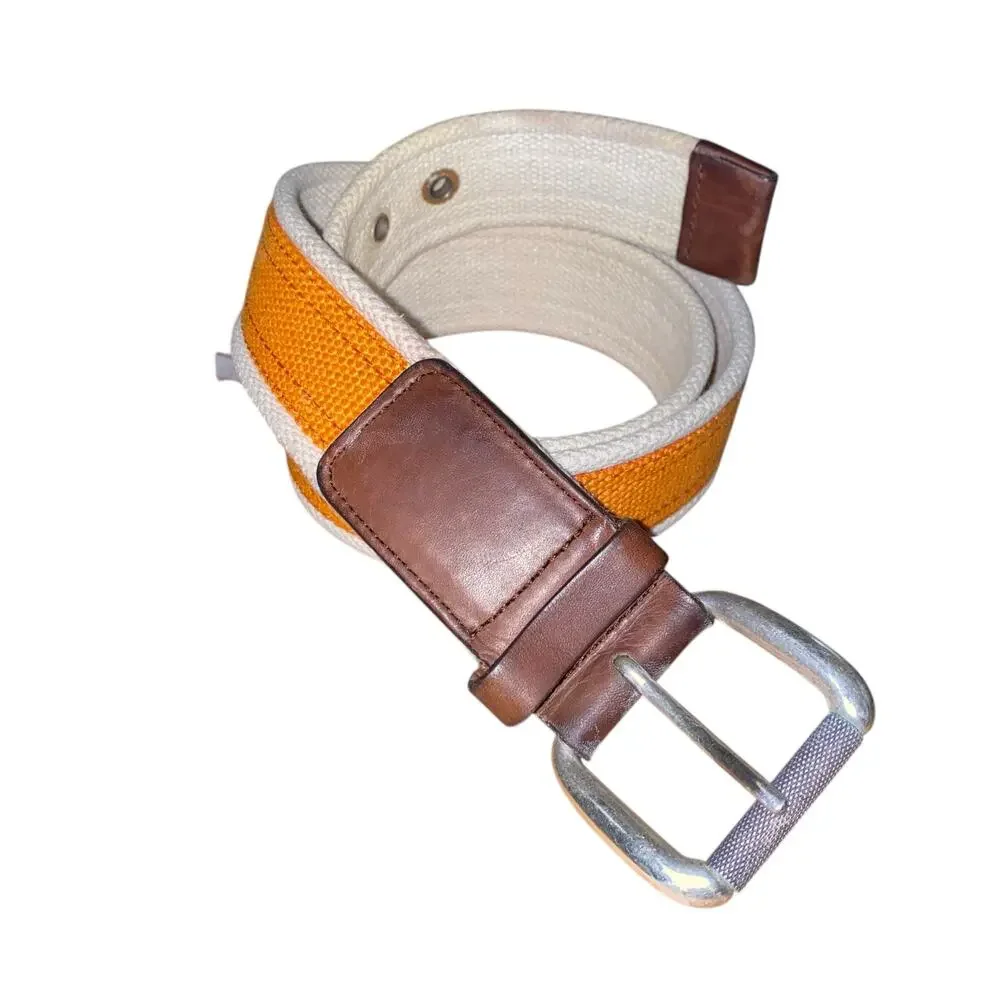 Men’s Cole Haan Size 36 Canvas Belt with Leather Accent and Solid Brass Hardware